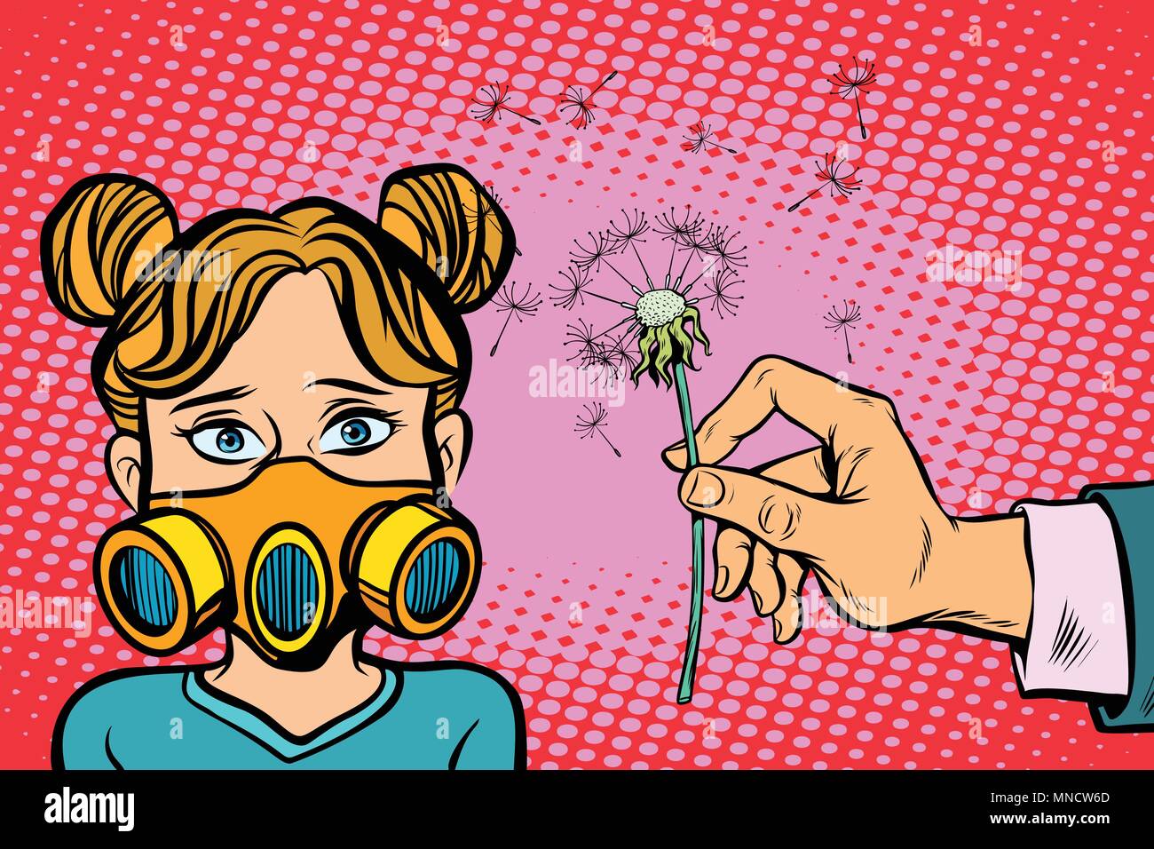 Allergy to dandelion flowers Stock Vector