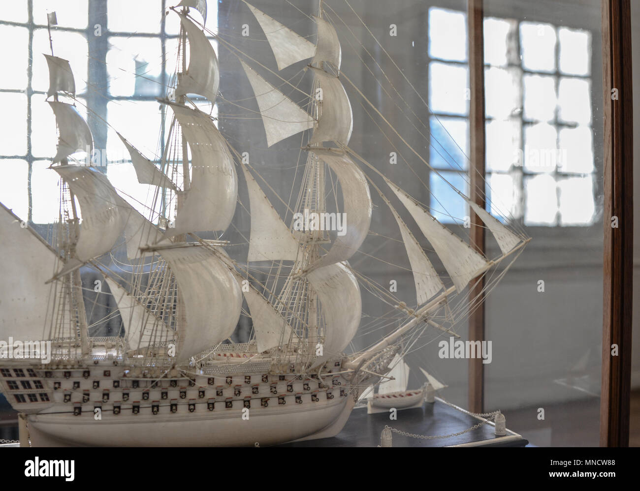 Sailboat made of ivory. Sailing ship model miniature Stock Photo Alamy