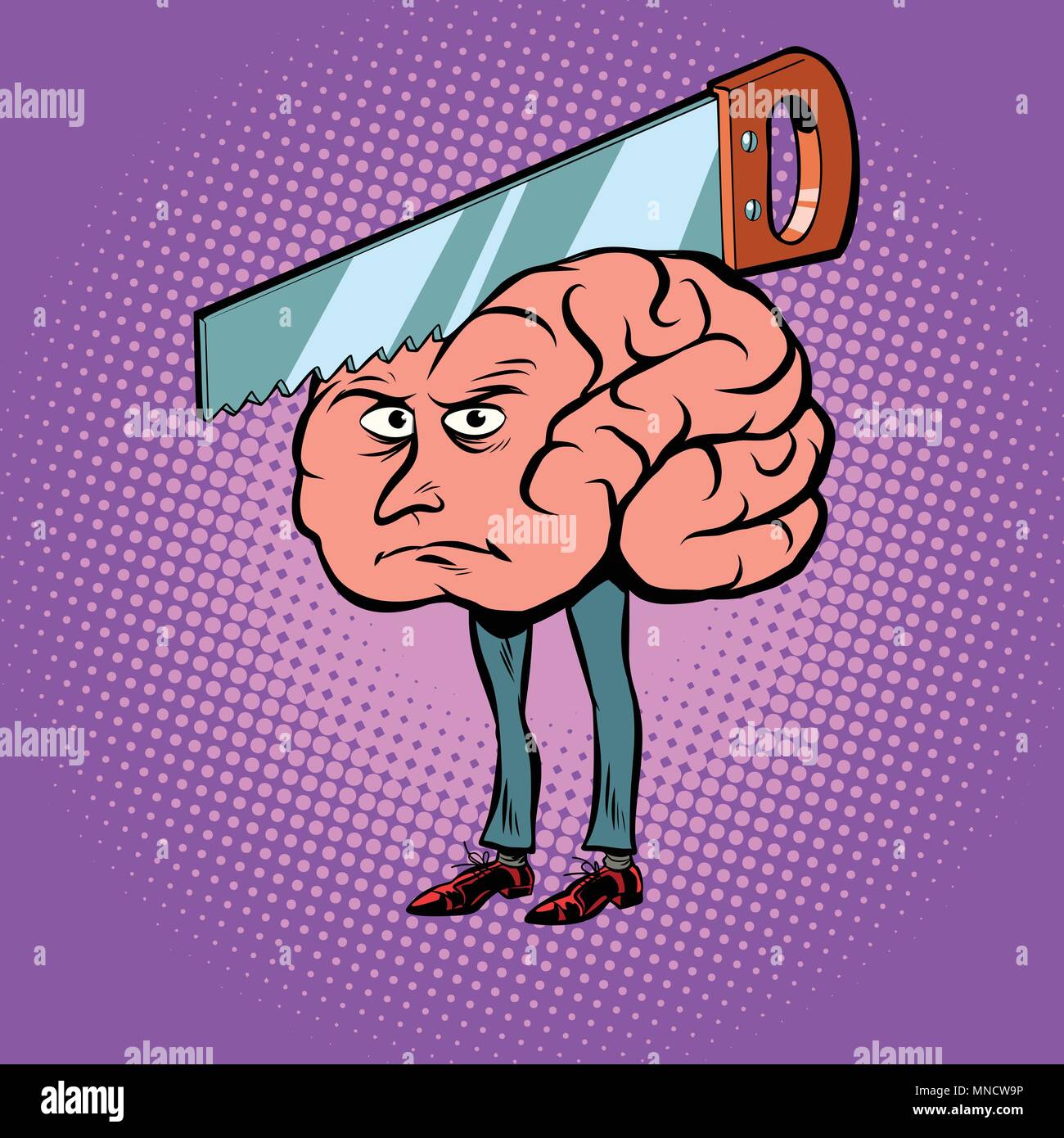 Headache. Saw in the brain Stock Vector