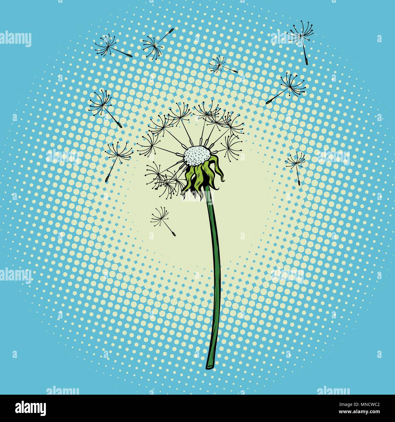 dandelion flower fluff the wind Stock Vector