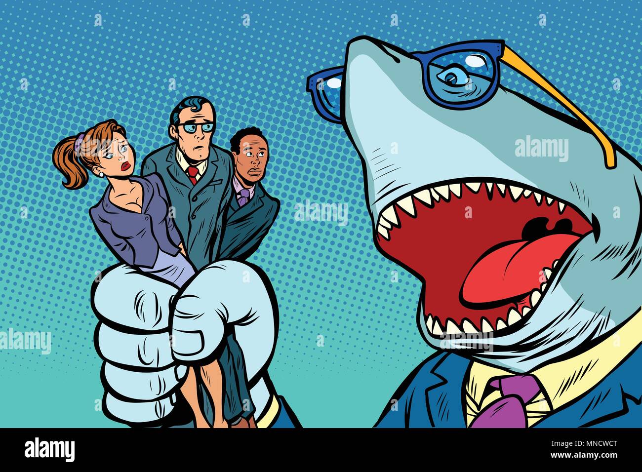 Shark boss business and office staff Stock Vector