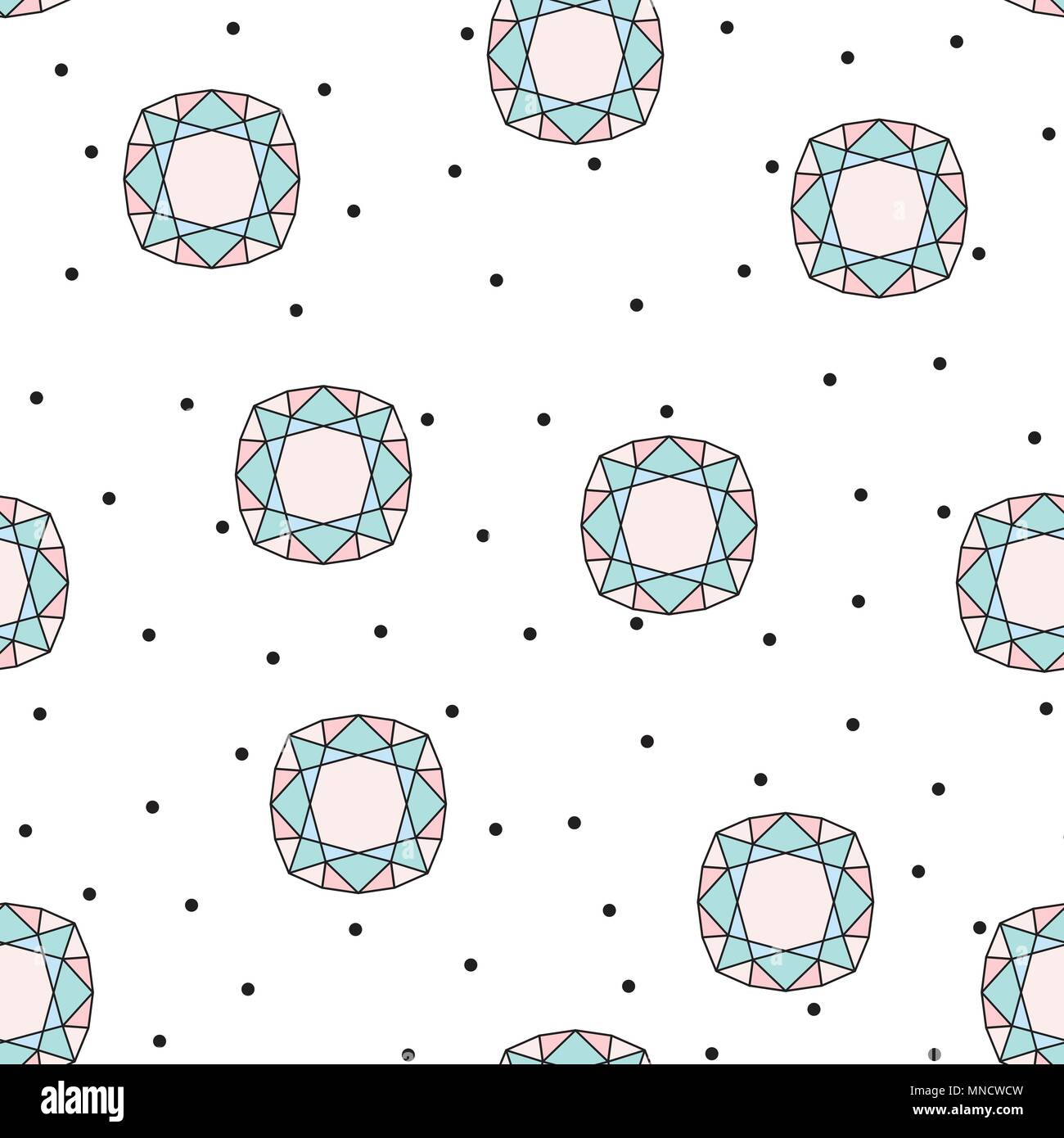 Seamless pattern with colored stylized diamond . Vector background Stock Vector