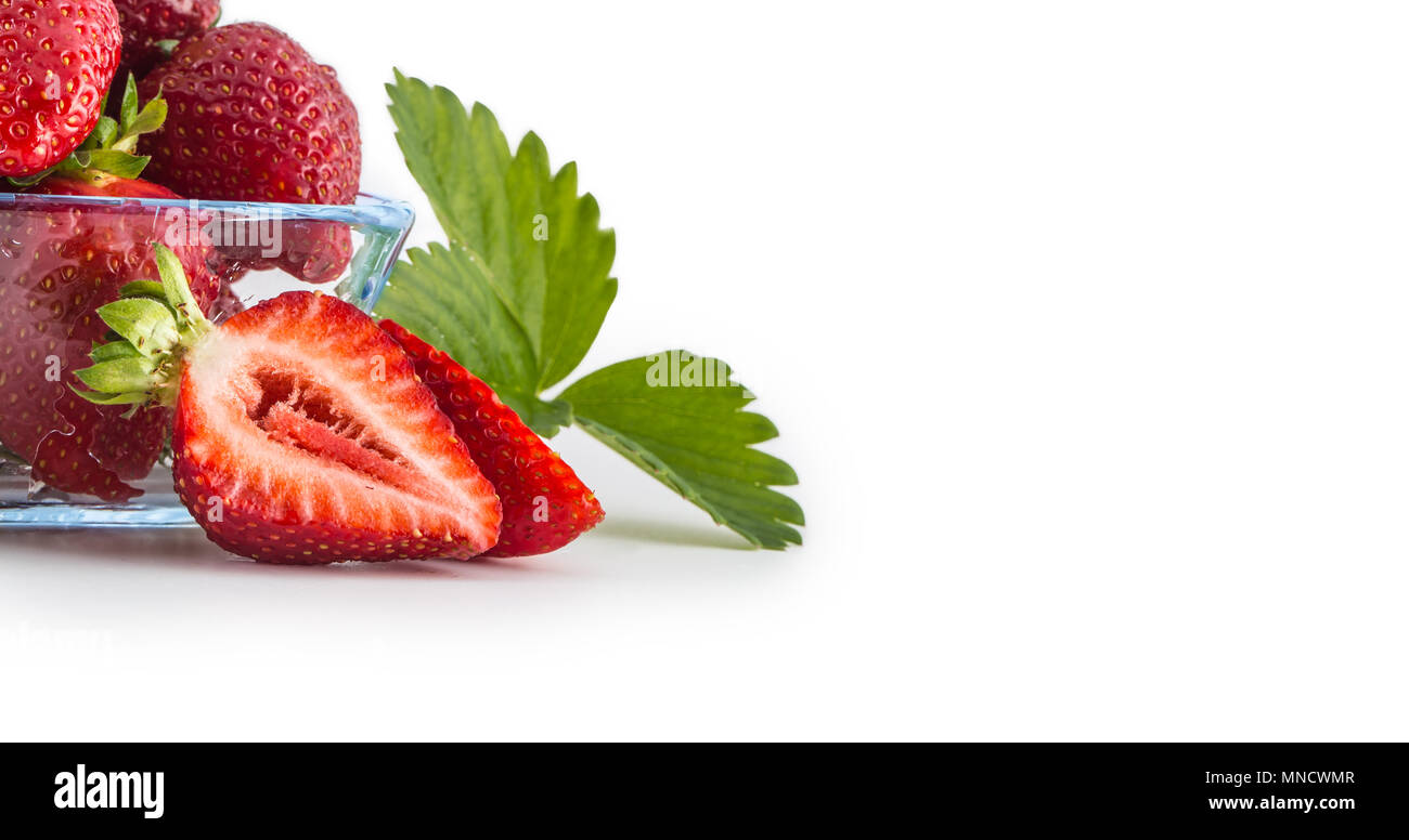 Fresh ripe strawberry in glass bowl isolated on white Stock Photo - Alamy