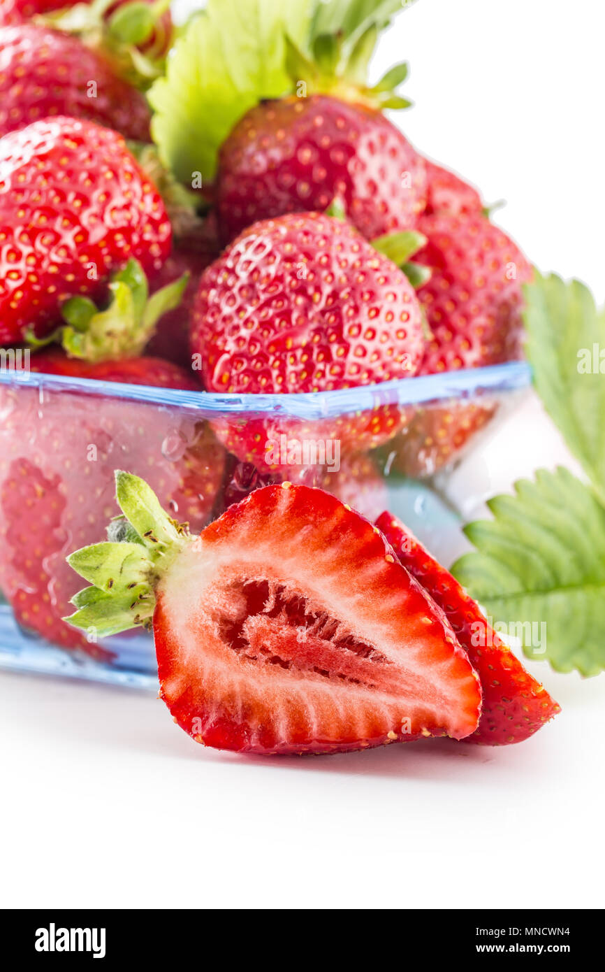 Fresh ripe strawberry in glass bowl isolated on white Stock Photo - Alamy