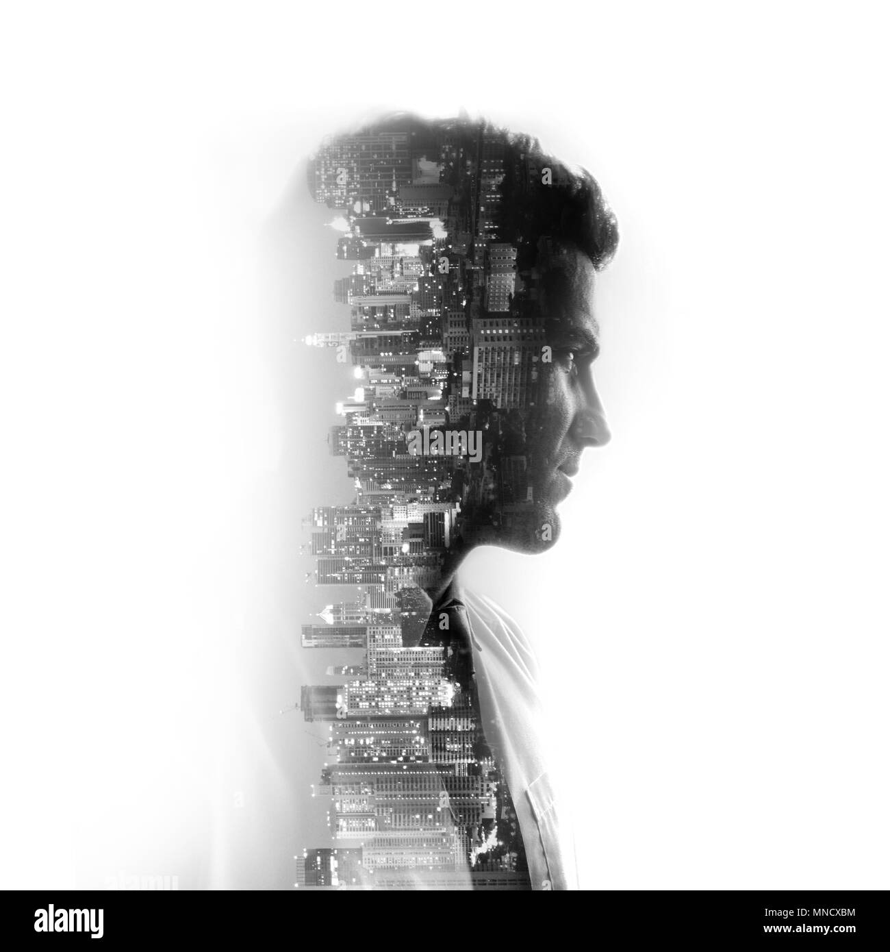 Double exposure Black and White Stock Photos & Images - Alamy