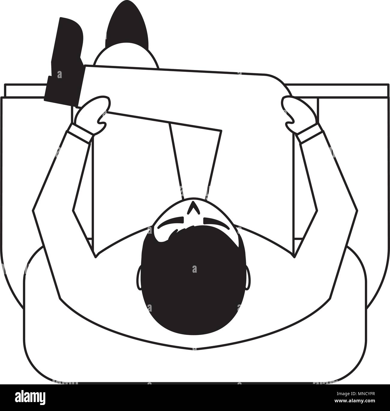 businessman look up sitting on sofa vector illustration Stock Vector