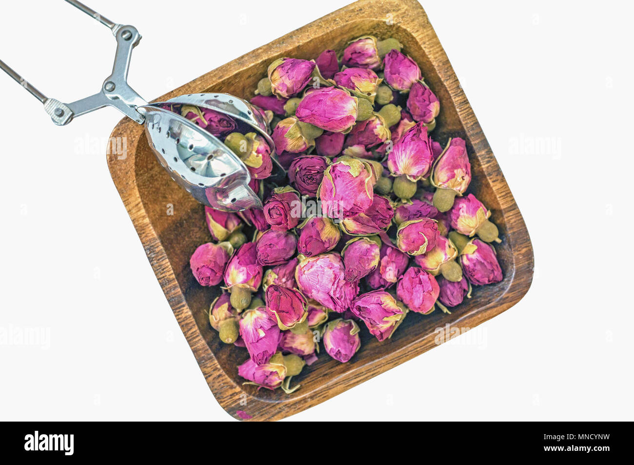 Dry rose buds for tea and dried and dried in hibiscus sugar. Chinese tea from Yunnan. Bi Lo Chun