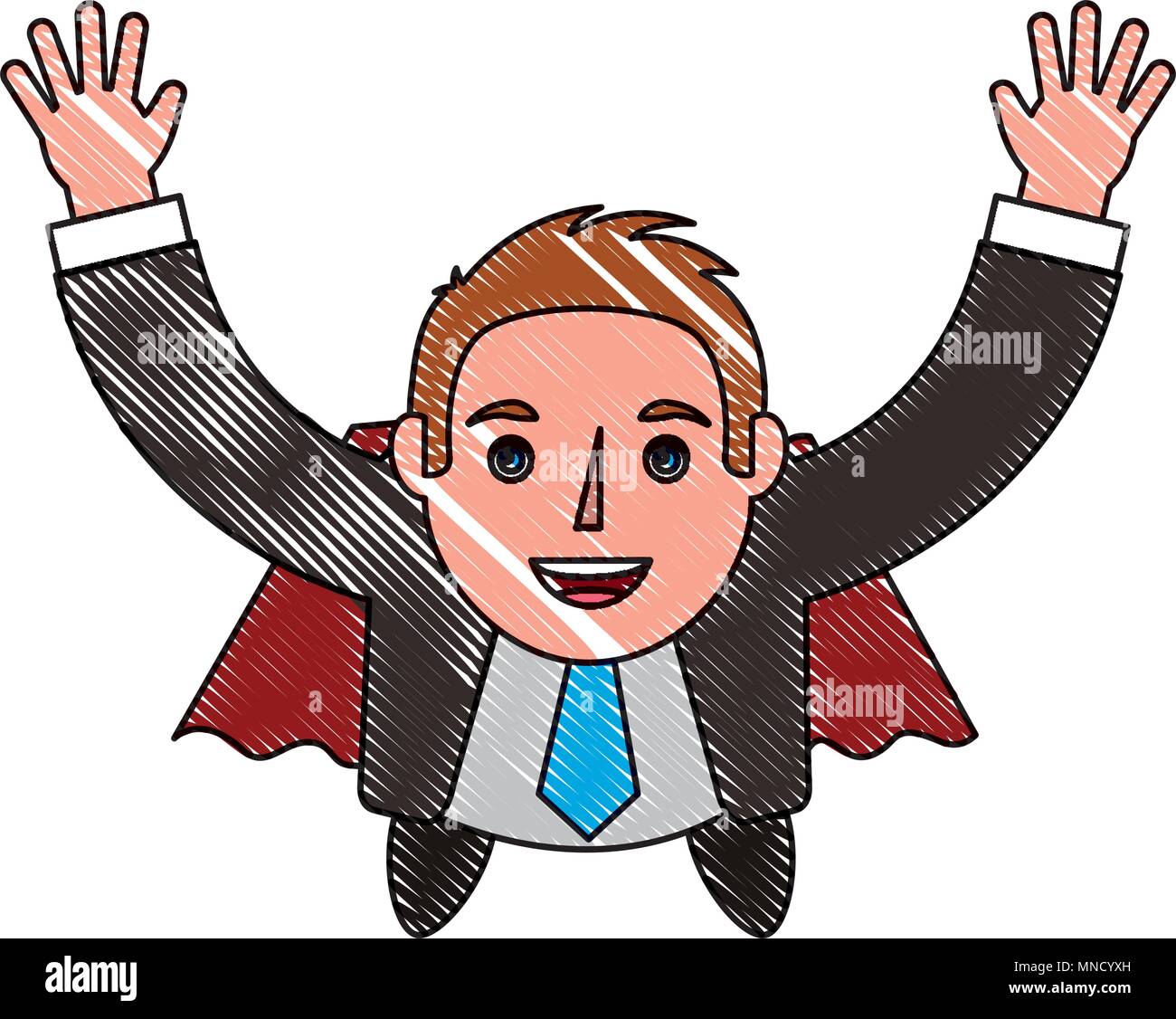 super businessman flying success business vector illustration Stock ...