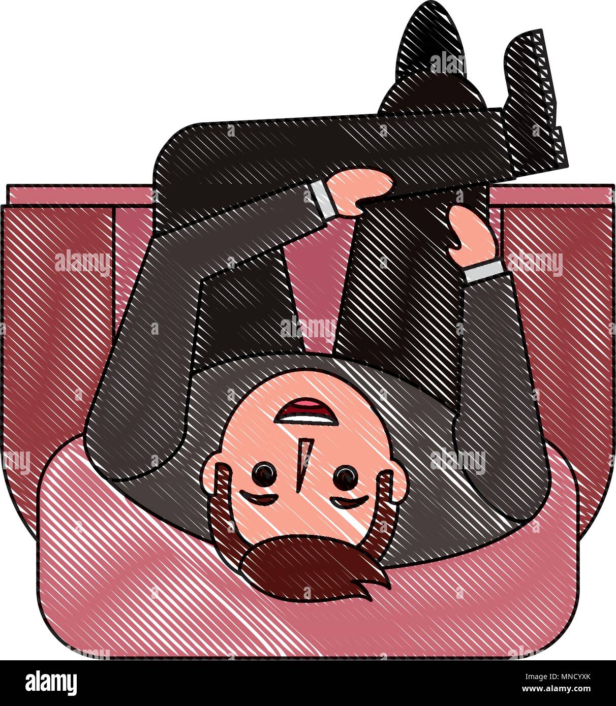 businessman look up sitting on sofa vector illustration Stock Vector