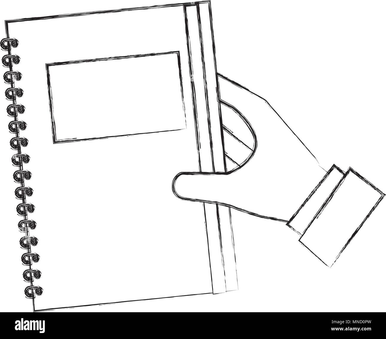 hand holding notebook supply image Stock Vector Image & Art - Alamy