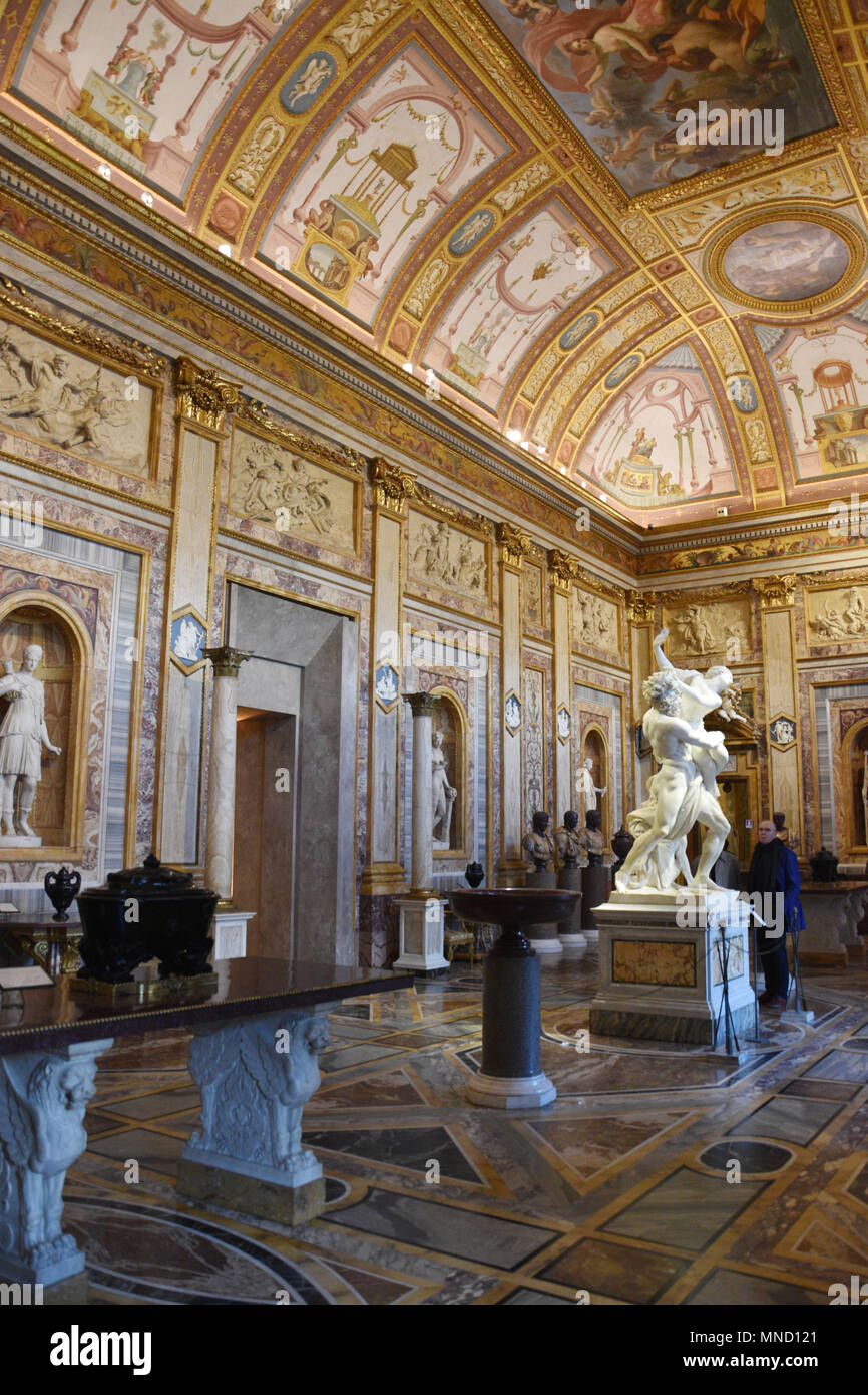 Pluto and Persephone by Bernini in the Galleria Borghese (Borghese Gallery) in Rome, Italy. Stock Photo