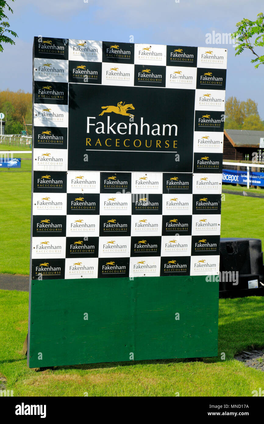 Fakenham Race Course, sign, paddock, horse racing, Norfolk, England, UK Stock Photo