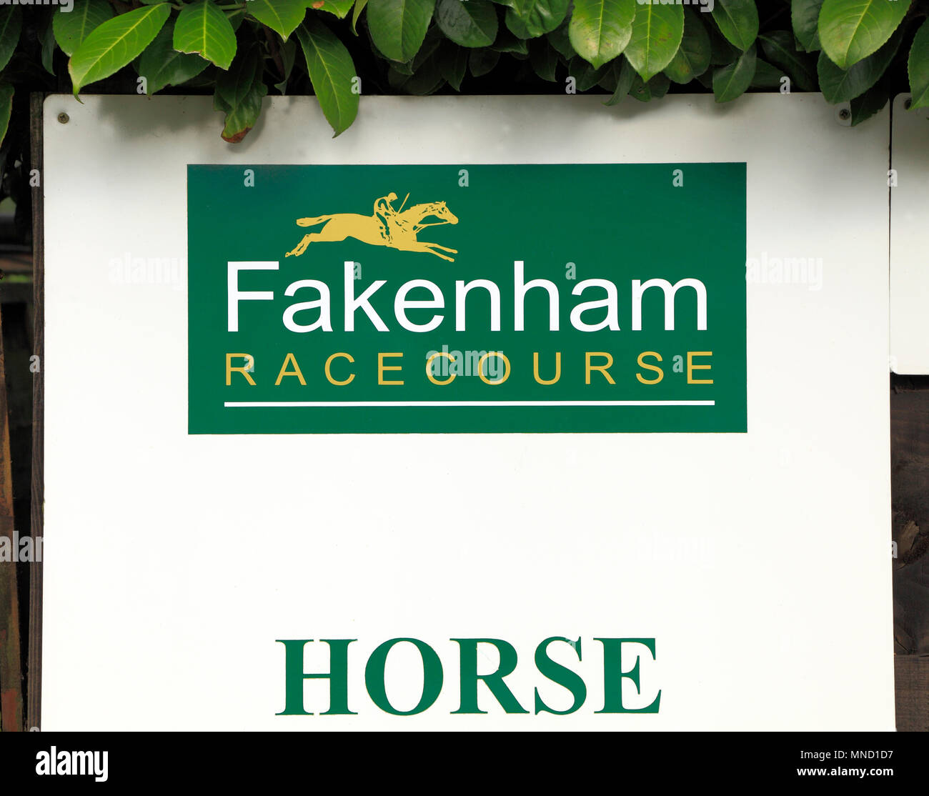 Fakenham Racecourse, sign, Norfolk, England, UK, horse racing, courses Stock Photo