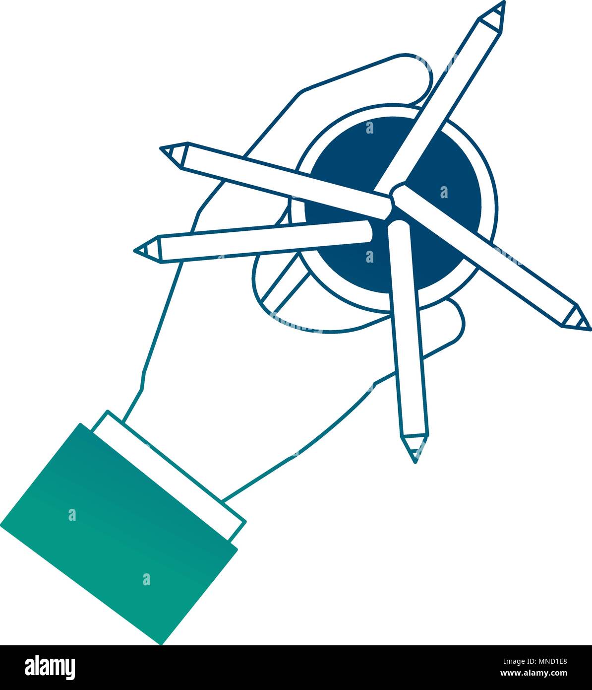 hand holding pencil color in case Stock Vector Image & Art - Alamy