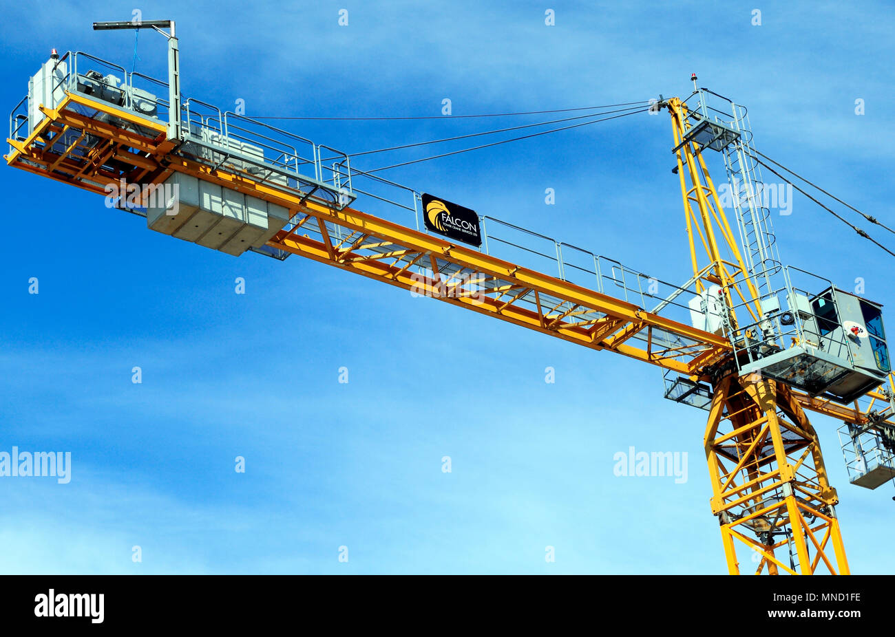 Falcon Tower Crane Services, construction crane, building site, Hunstanton, Norfolk, UK, England, detail, building, industry Stock Photo