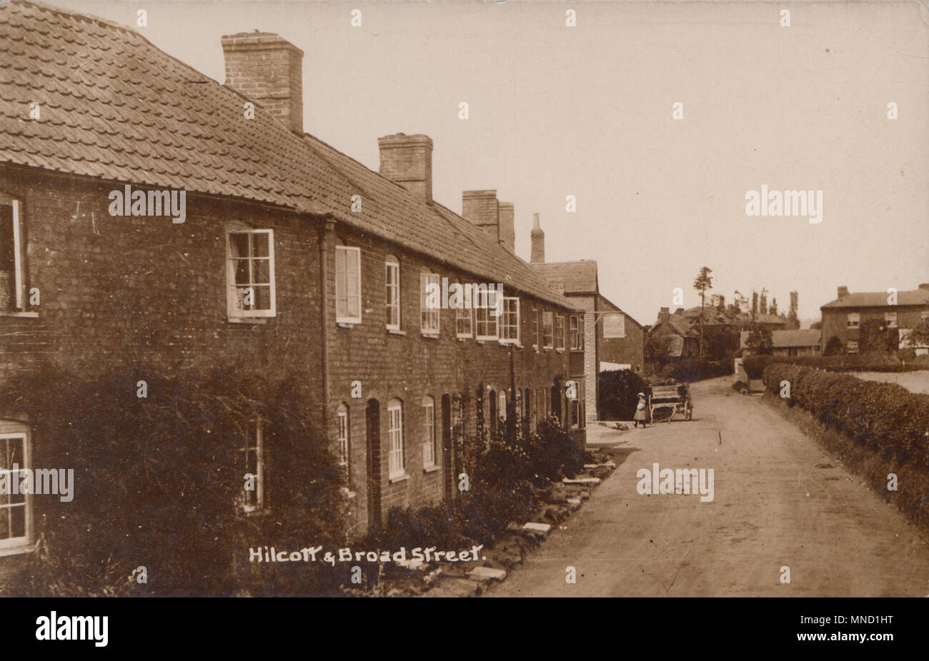 Vintage Photograph of Broad Street, Hilcott, Wiltshire, England, UK Stock Photo