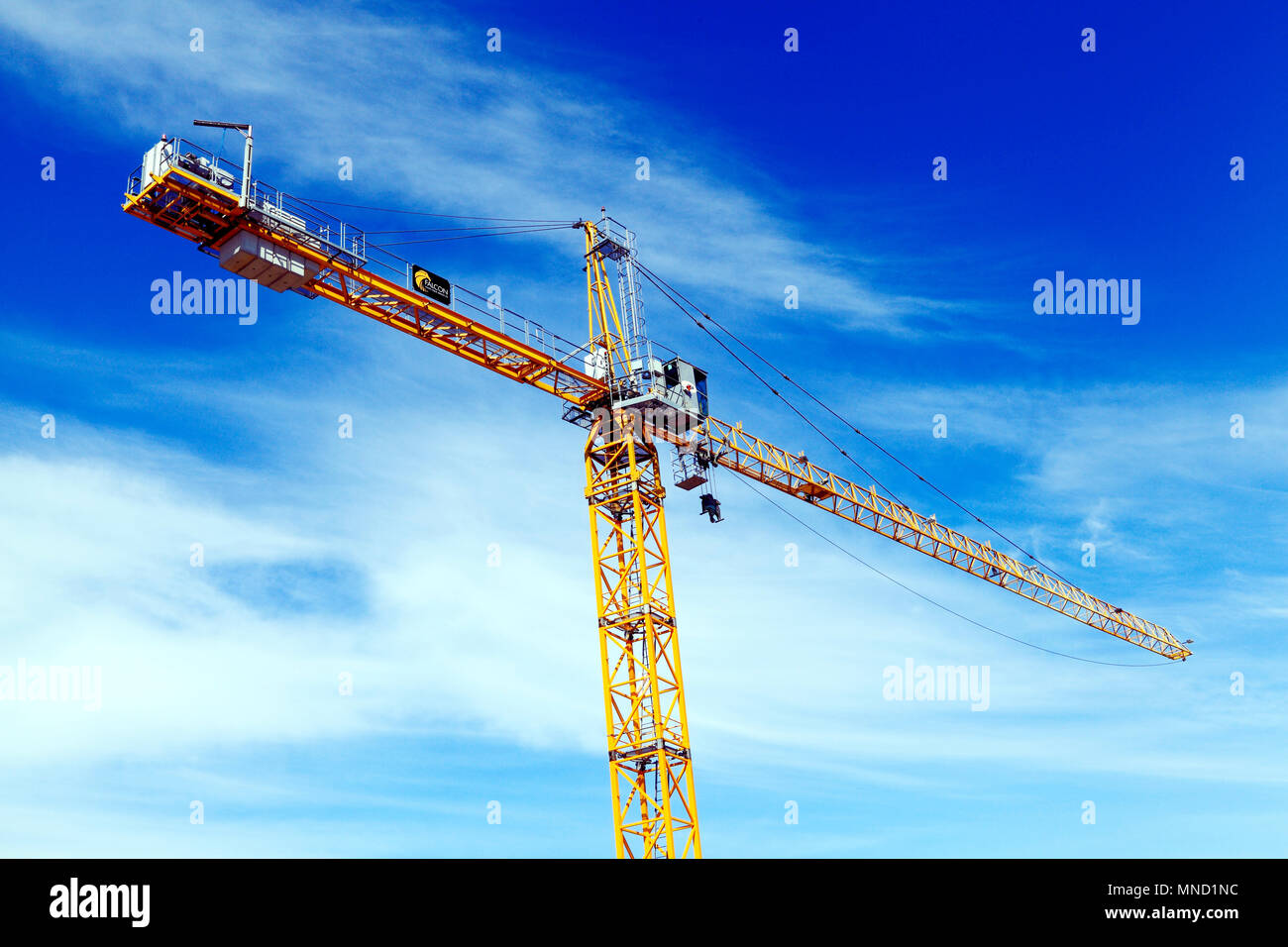 Falcon Tower Crane Services, construction crane, building site, Hunstanton, Norfolk, UK, England, detail, building, industry Stock Photo