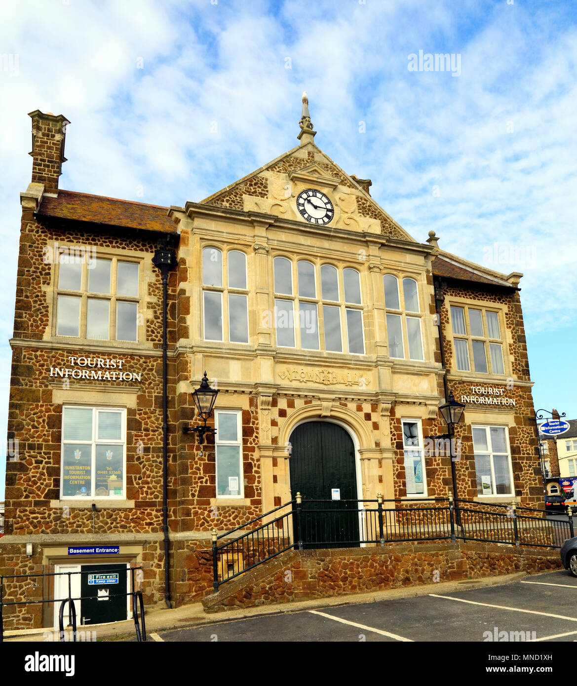 Hunstanton, Norfolk, Old Town Hall, Tourist Information Centre, England, UK, carstone, building, Victorian, architecture Stock Photo