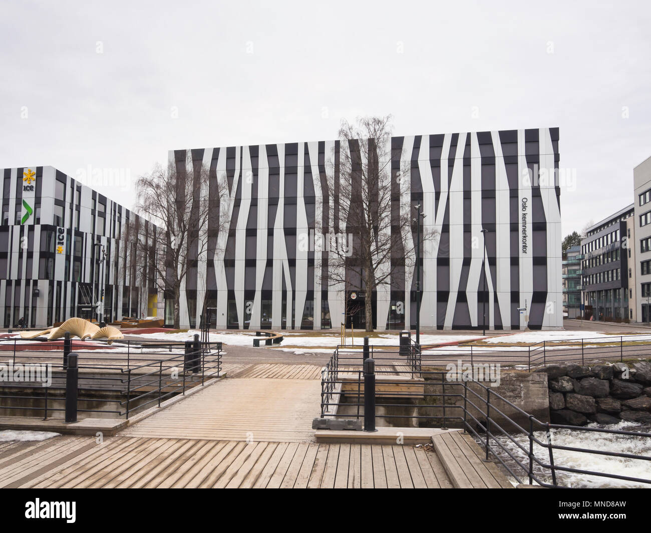 Oslo Kemnerkontor in Nydalen Oslo Norway, modern architecture along the  Akerselva river, the local tax collectors office Stock Photo - Alamy