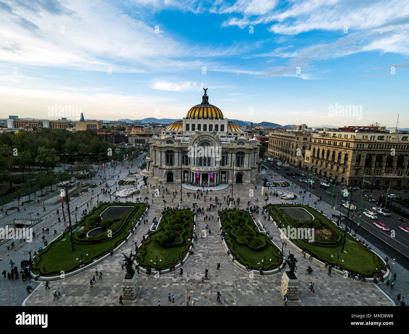 Bellas Artes Fine Arts Palace in the Historic Center of Mexico City in the Afternnon Stock Photo