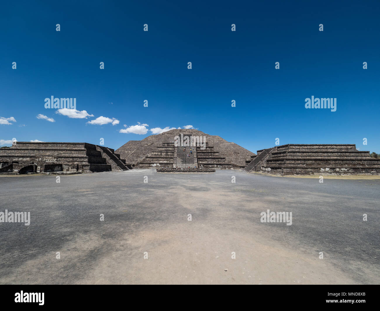 Avenue of the Dead Leading to the Temple of the Moon at the UNESCO World Heritage Site of Teotihuacan Stock Photo