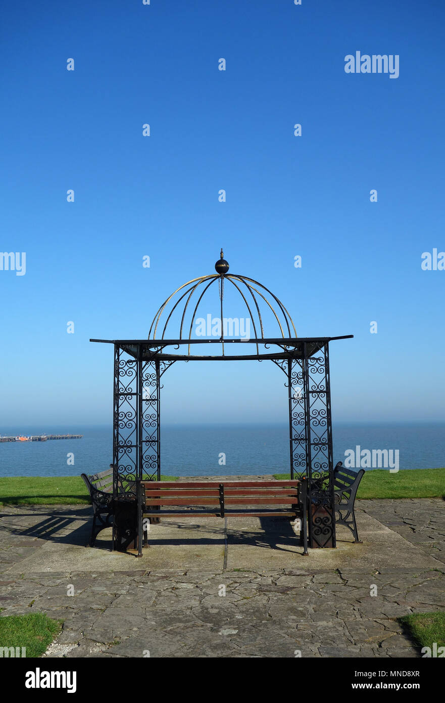 Pergola and sea view at Walton-on-the-Naze, Essex, England Stock Photo