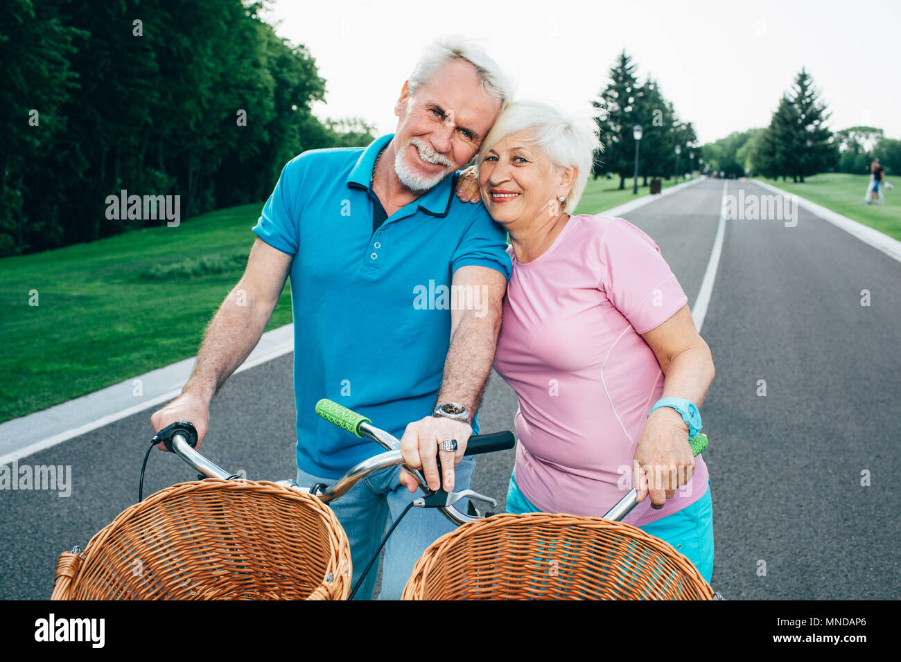 cycling, retirement and active recreation Stock Photo