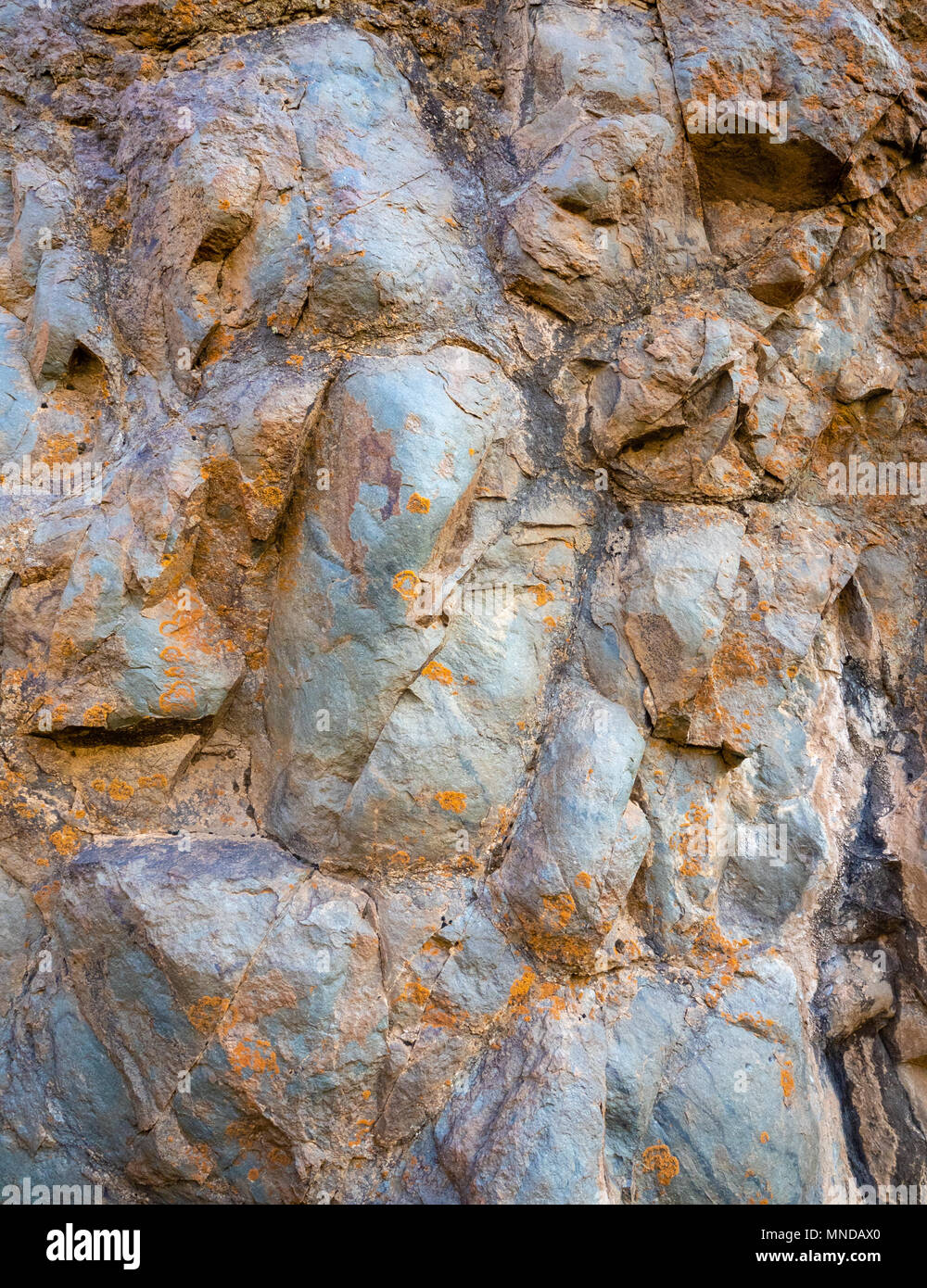 Weathered surface of jointed blocks in basalt on La Catedral a volcanic plug in the Roques de Garcia on El Teide volcano Canary Islands Stock Photo