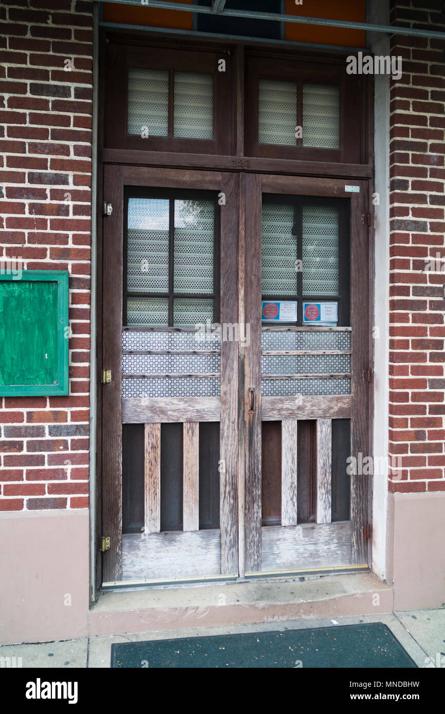 Shop doors in downtown Foley, Alabama, USA. Stock Photo