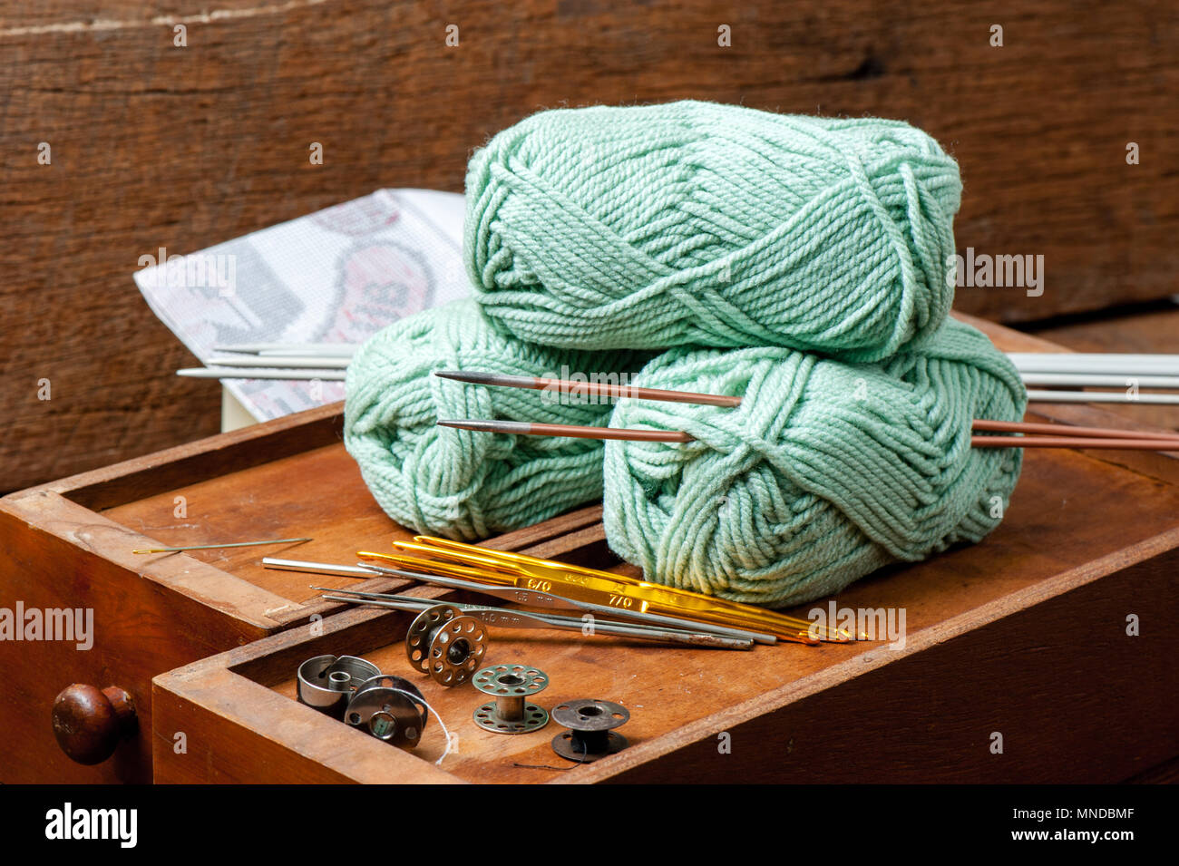 equipment for knitting and crochet (crochet hook, yarn, wool, needle ...