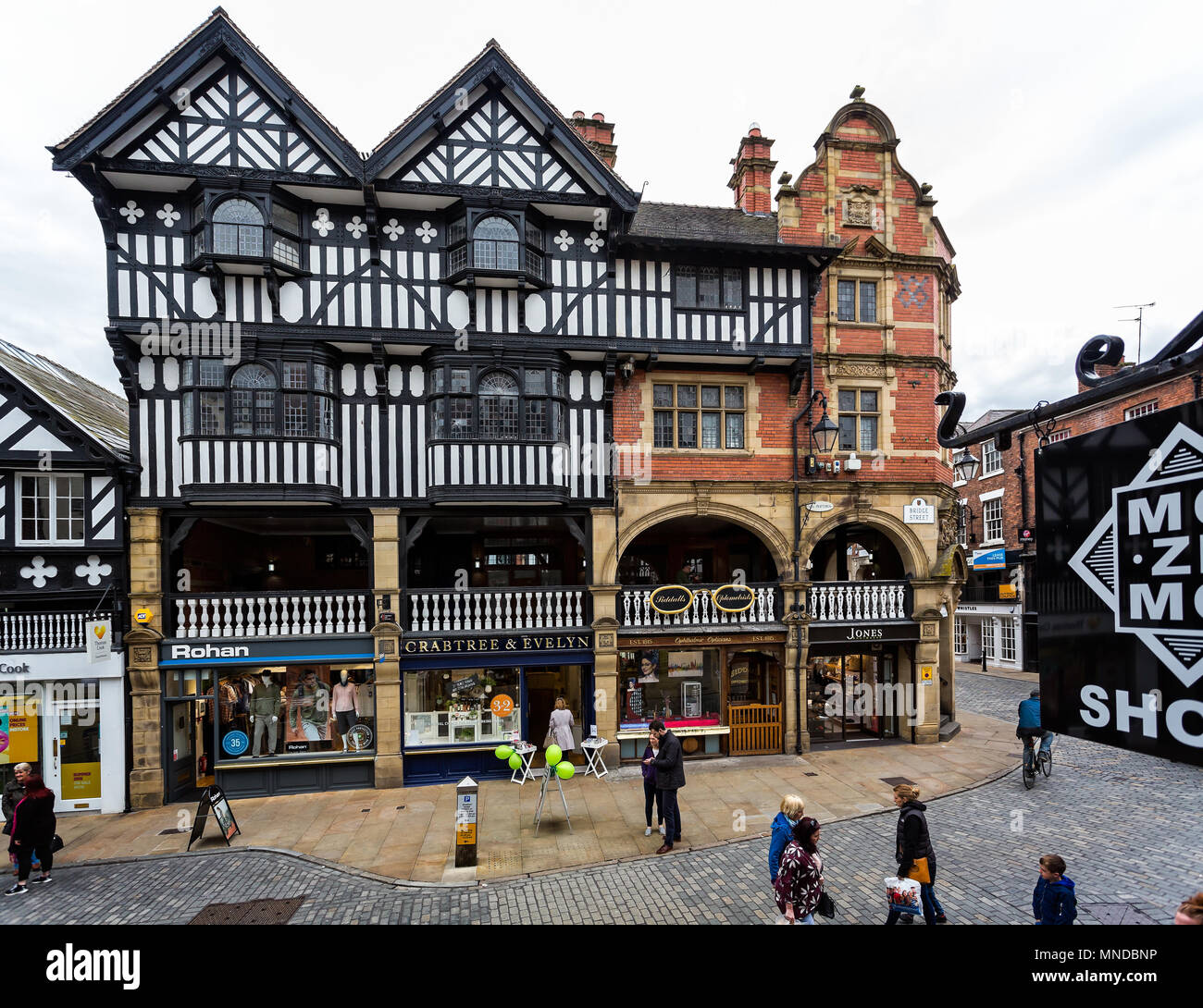 Half timbered building taken in Bridge Street, Chester, Cheshire, UK on 13 May 2017 Stock Photo