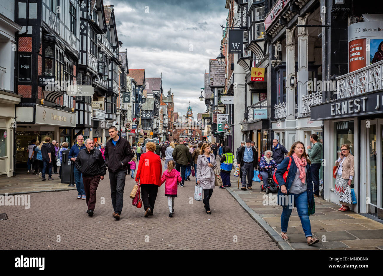 Eastgate Street in Chester, Cheshire, UK taken on 13 May 2017 Stock Photo