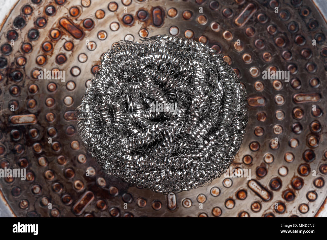 stainless steel scrubber, scouring pad for dish washing Stock Photo Alamy