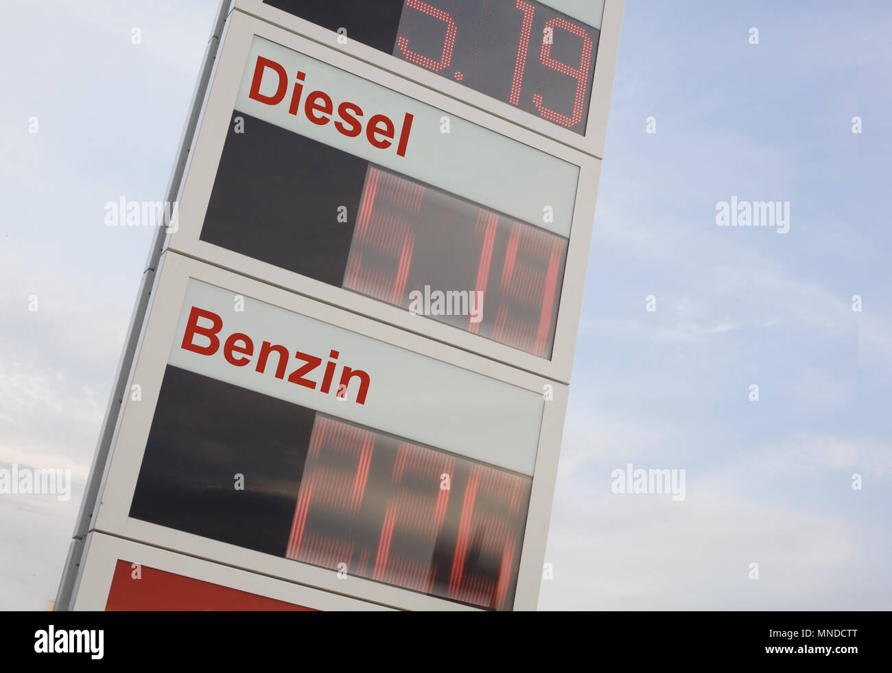 Rising fuel prices. High fuel prices at gas stations. Stock Photo