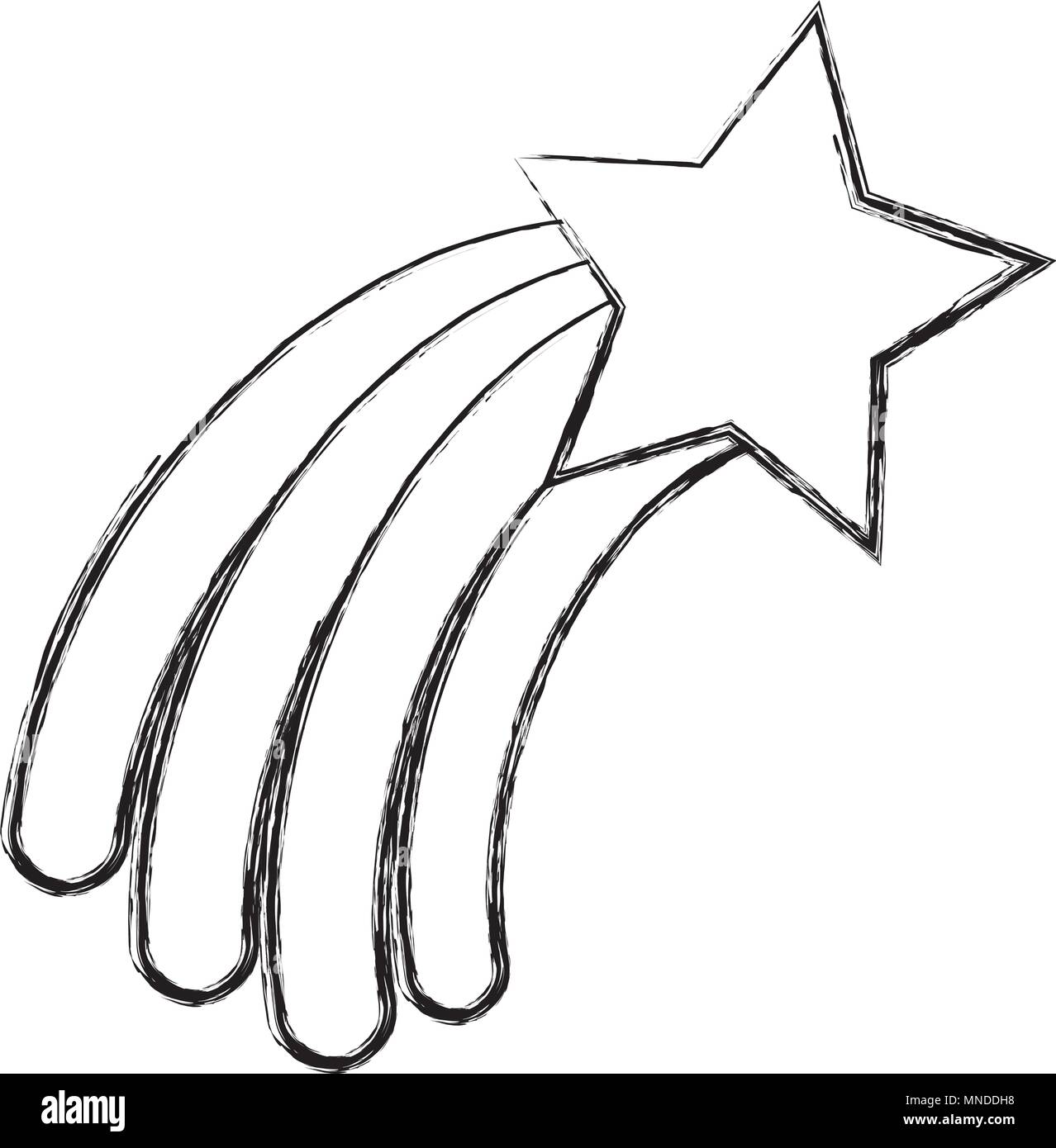 Grunge Shooting Star With Rainbow Style In The Sky Stock