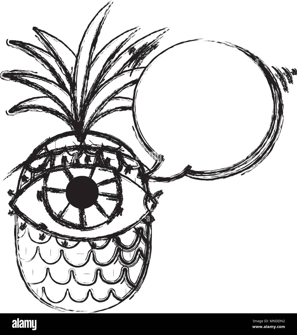 grunge pineapple fruit with eye and chat bubble Stock Vector Image ...