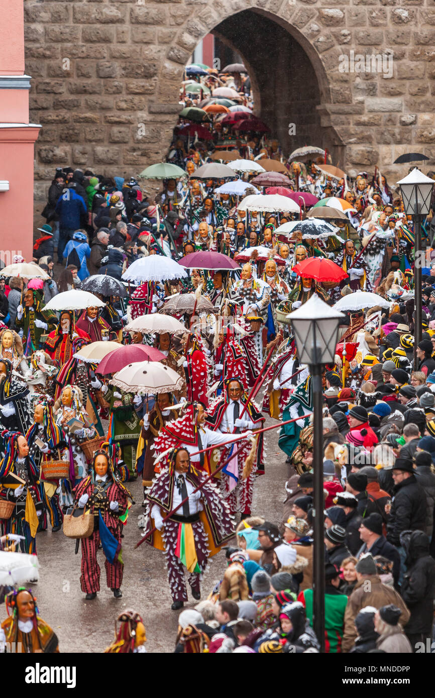 DEU, Deutschland, Rottweil,  12.02.2018:  Rottweil, the old town is famous for its medieval center and for its traditional carnival, Swabian-Alemannic Stock Photo