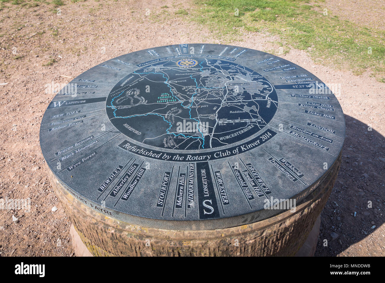 Brass relief map depicting the local topography, Kinver, UK Stock Photo