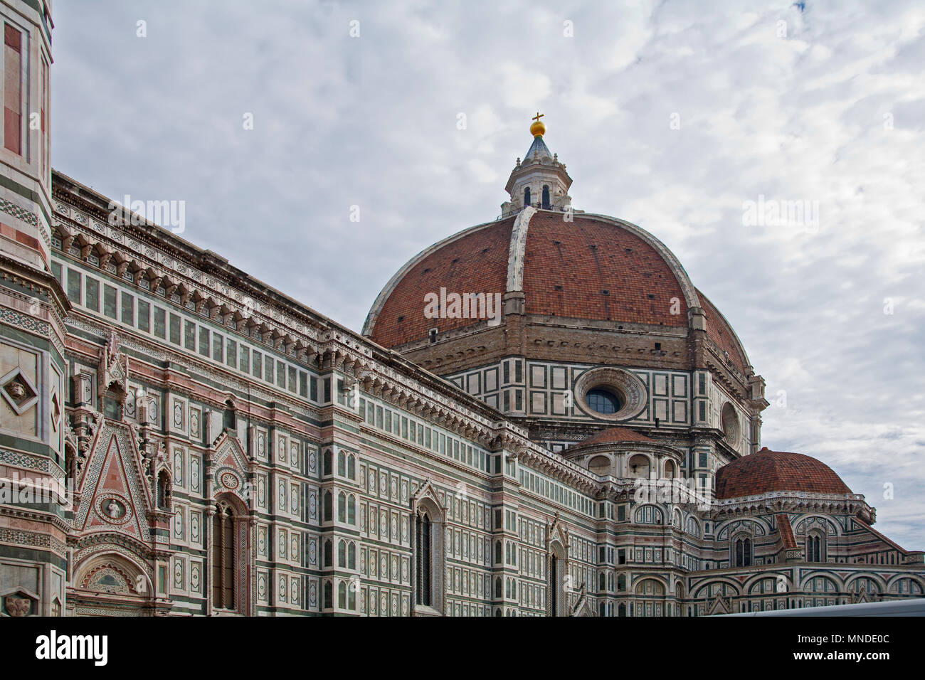 In Florence Italy, the landmark architectural masterpiece of Il Duomo with negative copy spce Stock Photo