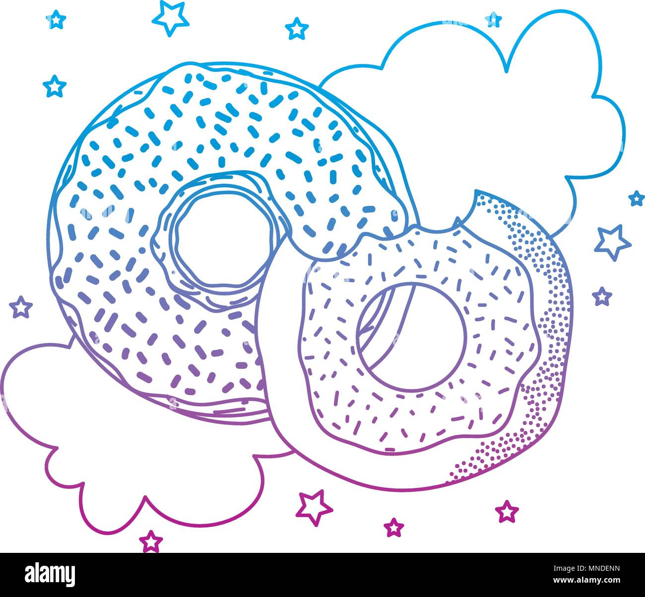 degraded line delicious donuts with cloud pop art Stock Vector Image ...