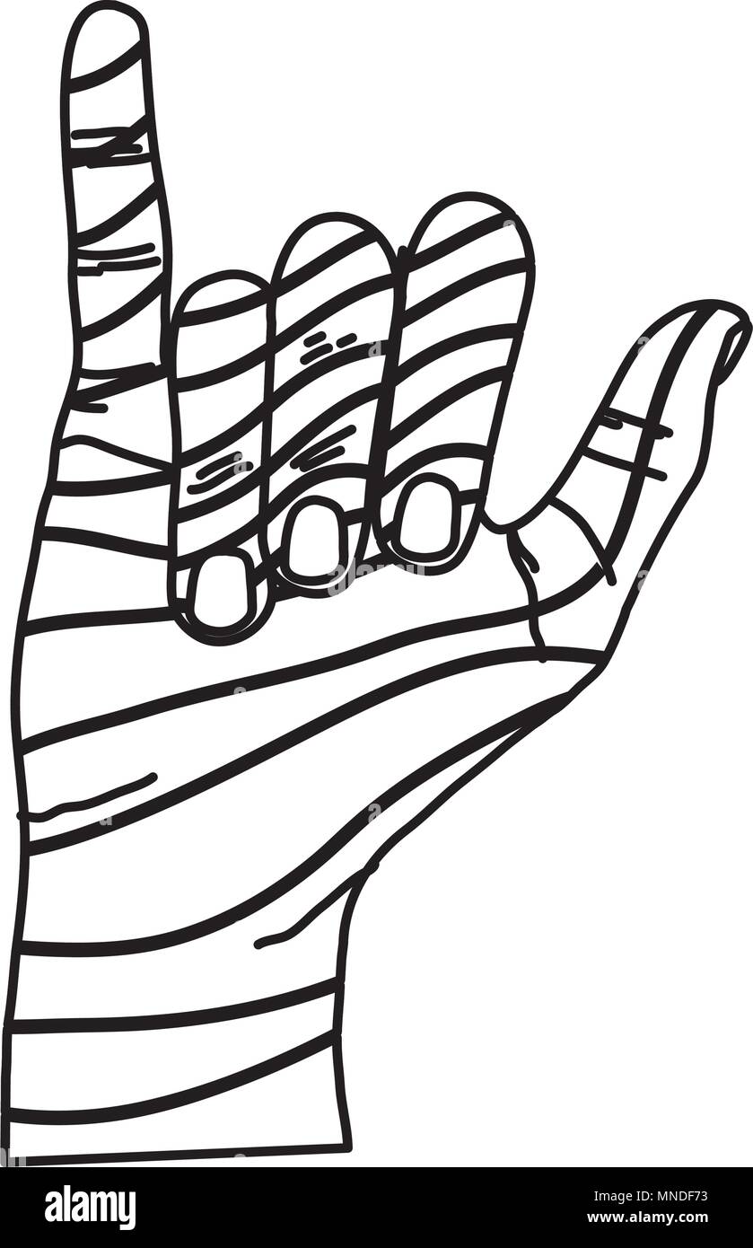 line fashion hand with hang loose sign Stock Vector
