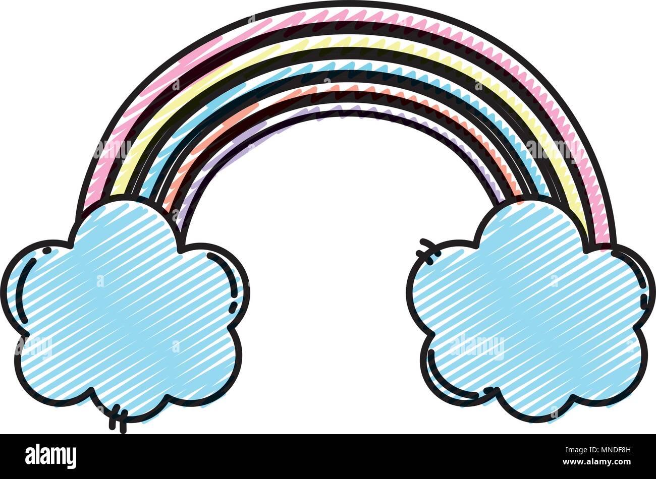 doodle nature bright rainbow with clouds sky Stock Vector Image & Art ...