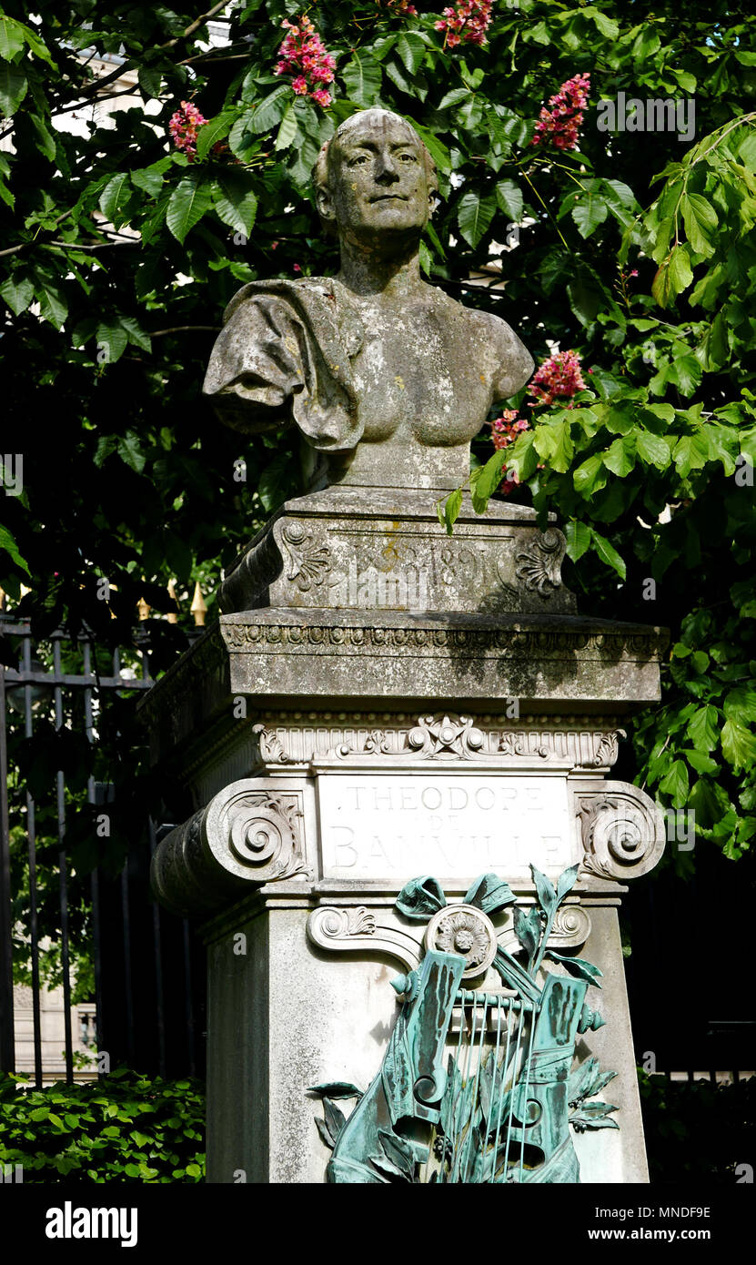 Theodore de Banville chest, Luxembourg garden, Paris, France, Europe