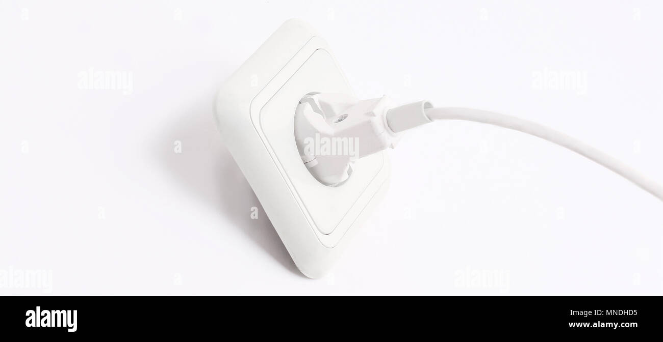plug into an electrical outlet.isolated on a white background Stock