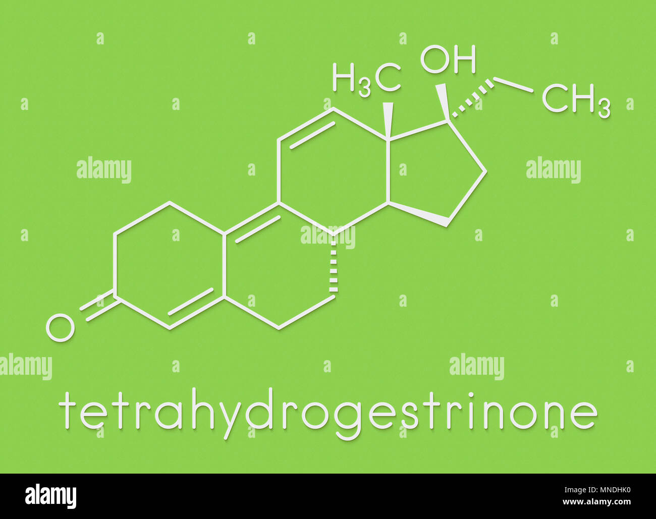 Tetrahydrogestrinone (THG) anabolic steroid molecule. Skeletal formula