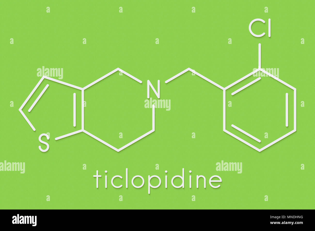 Ticlopidine antiplatelet drug molecule. Skeletal formula Stock Photo ...