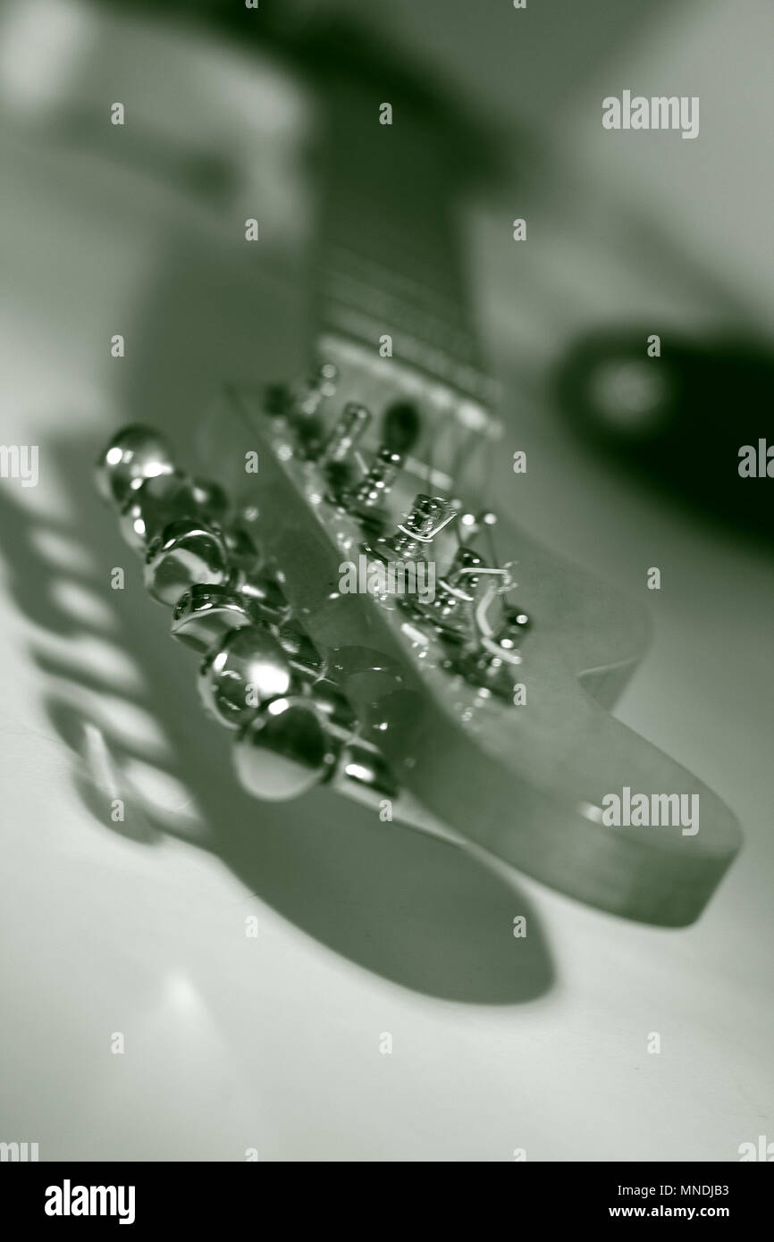 neck and tuners sixstring guitar. retro style Stock Photo Alamy