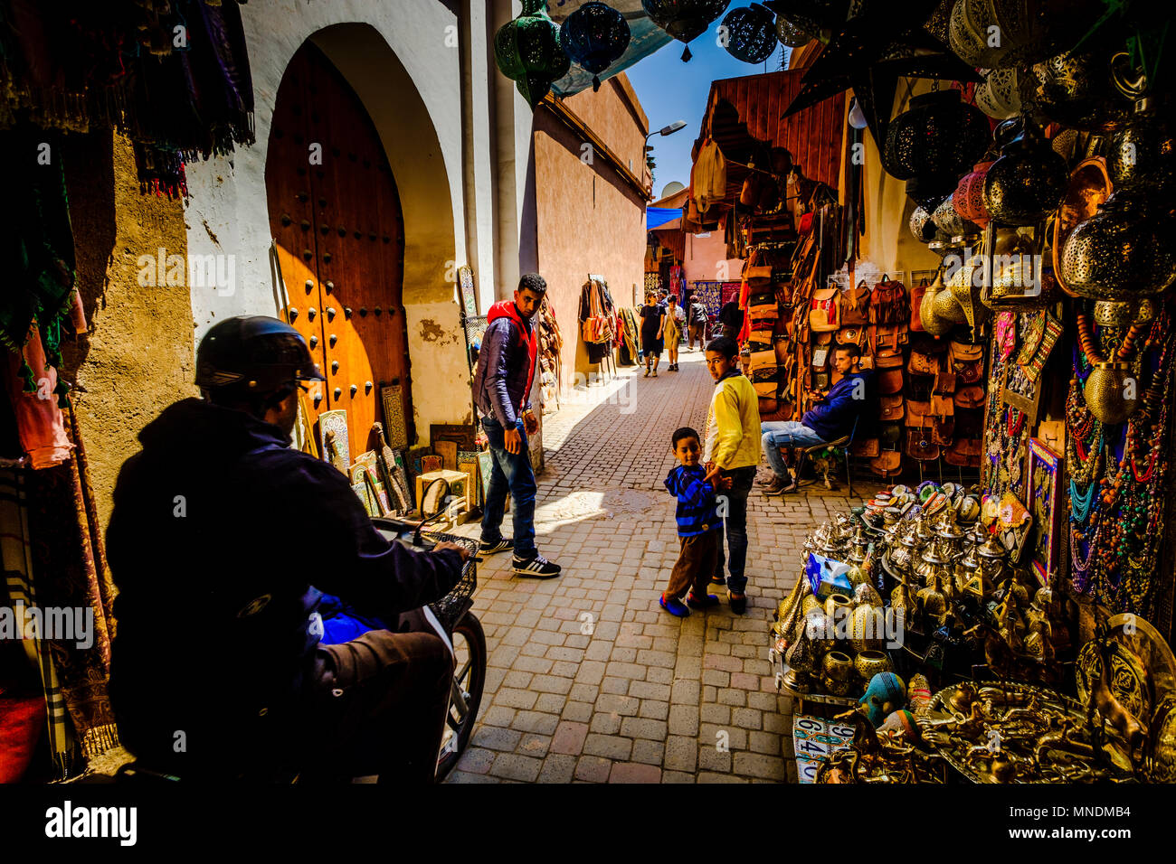 General scene in the medina in Marrakech, Morocco, North Africa Stock