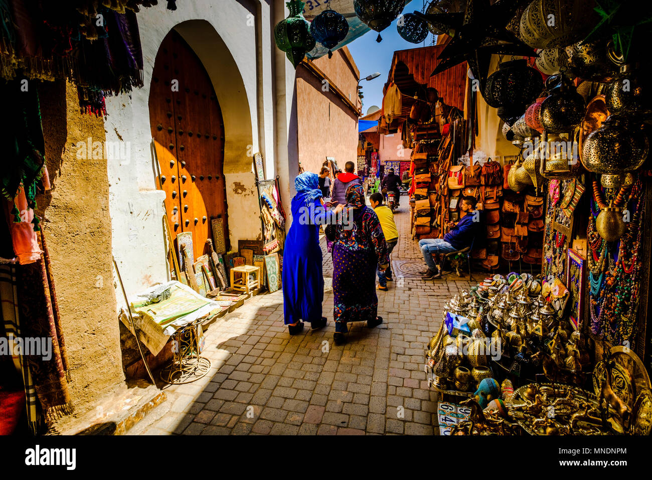 General scene in the medina in Marrakech, Morocco, North Africa Stock