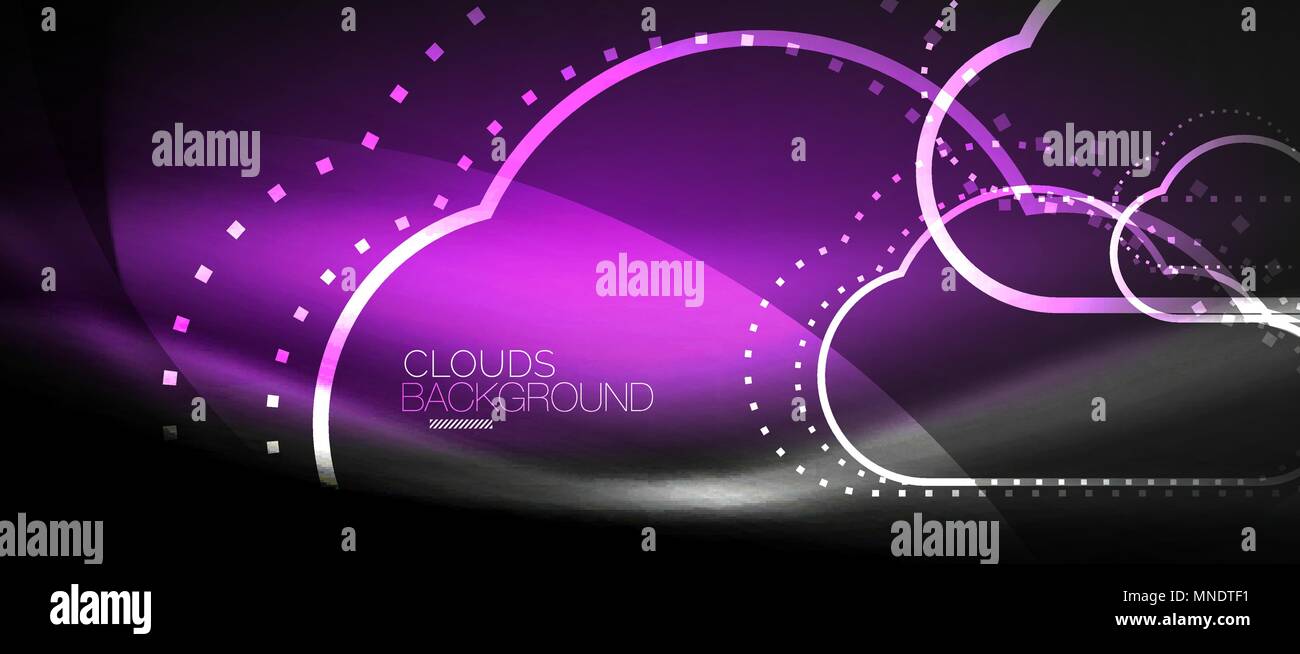 Vector cloud computing, storage concept. Vector cloud computing, storage concept, neon digital background Stock Vector